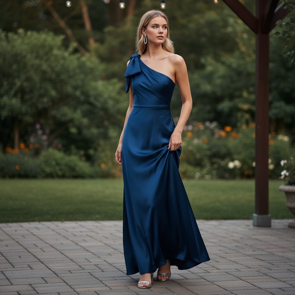 Aidan Mattox Gown Women Size 6 Twilight Blue One Shoulder Formal Dress‎ NWT $365